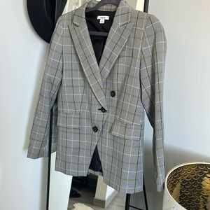 Bar III Asymmetric Plaid Blazer